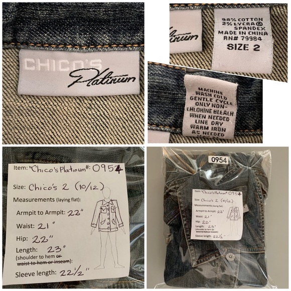 “Chico’s” Denim Jean Jacket with Rhinestones size 12 - Picture 11 of 12